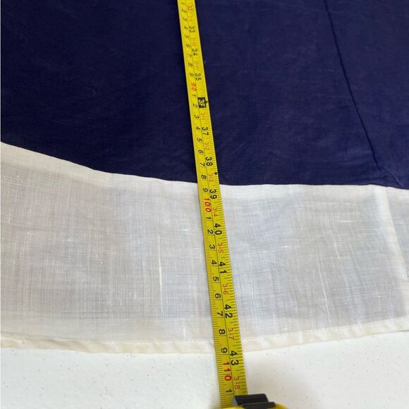 Studio EY Linen Navy White Applique Button Sheath Dress Short Sleeve Women Large - Picture 11 of 12